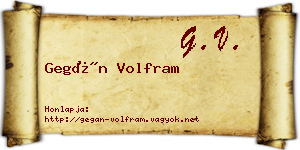 Gegán Volfram névjegykártya